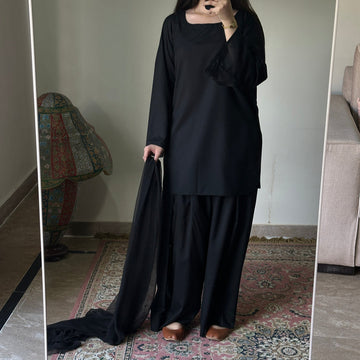 Most Viral 2 Pcs Suit (Black)