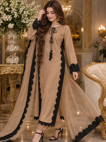 Styllish Viral Insta 3 Pcs Suit (Foun)