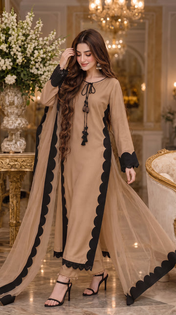 Styllish Viral Insta 3 Pcs Suit (Foun)
